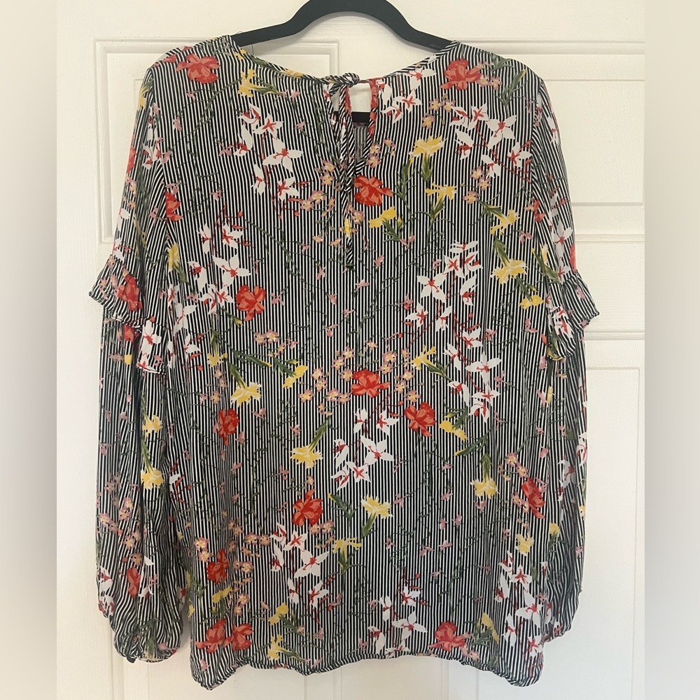 Pleione Multicolor Floral Striped Blouse - Picture 2 of 3